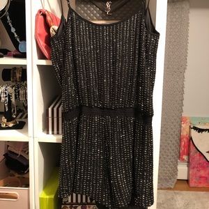 Black Silk Sequin & Beaded Romper
